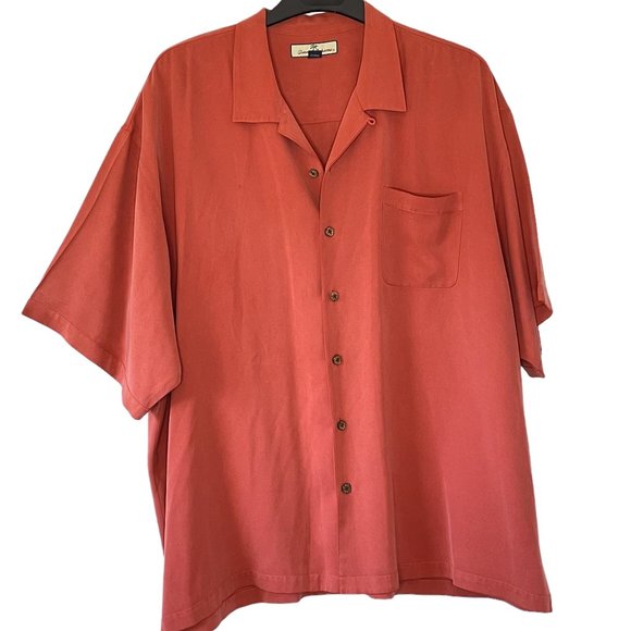 Tommy Bahama Silk Camp Shirt Men's Terra Cotta Color - Picture 1 of 6